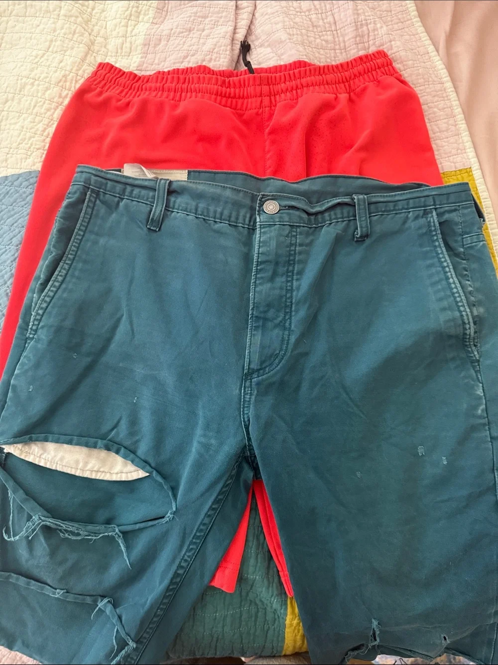 Levi's Teal Distressed Flat Front Men's Shorts and Nike SB Sport Shorts